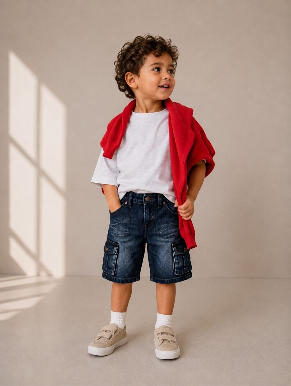 H&M dark wash denim cargo shorts 3-4Y y2k skater utility shorts